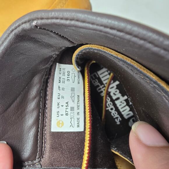 Timberland Earthkeepers High Heel Wheat Nubuck Leather Ankle Boots Womens Size 6 - Picture 8 of 8